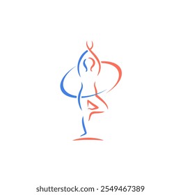 Resumo Yoga pose vetor logotipo modelo de design. Beleza, Spa, conceito de meditação. Adequado para sua necessidade de design, logotipo, ilustração, animação, etc.