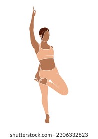 Abstract yoga woman poses illustration. Vector illustration.