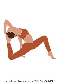 Abstract yoga woman poses illustration. Vector illustration.