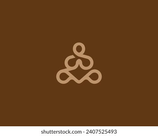 Abstract yogi linear logo. Creative thread relax meditation balance symbol. Monk flat logotype. Vector illustration.