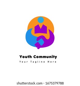 Abstract Youth Logo template for your Community, Activity, Organization Template with people shaking hand icon
