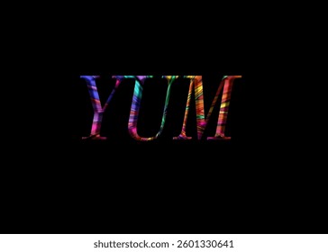Abstract YUM Text Effect Design Black Background