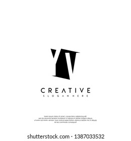 abstract YV logo letter in shadow shape design concept