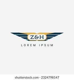 Abstract Z and H wing concept Logo Template Design Vector