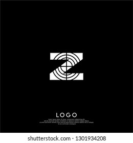 abstract Z logo letter with circle shot design concept