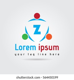 abstract z logo three people together elegant flat.vector eps. 10
