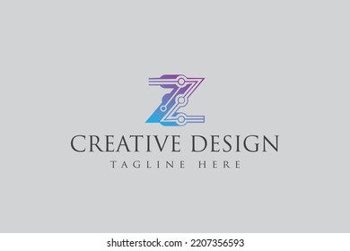 	
Abstract Z tech circuit logo design