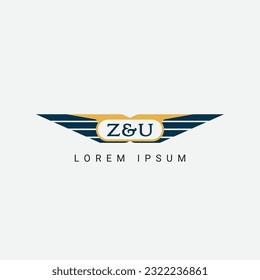 Abstract Z and U wing concept Logo Template Design Vector