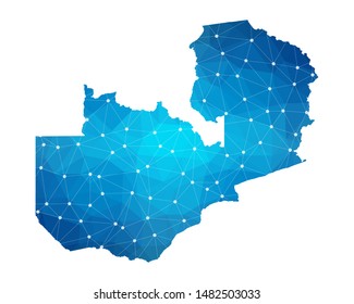 Abstract Zambia Map geometric rumpled triangular low poly style gradient graphic on white background , line dots polygonal design for your . Vector illustration eps 10
