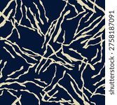 Abstract zebra animal print seamless pattern, navy safari textile background