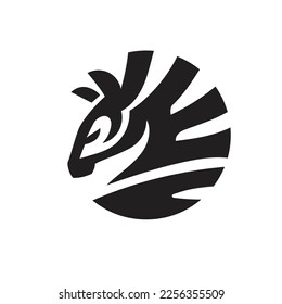 abstract Zebra head on circle vector symbol template