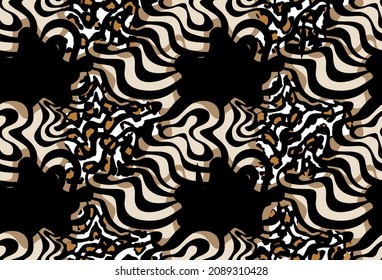 Abstract Zebra, Leopard, Animal skin Pattern. Vector Illustration.