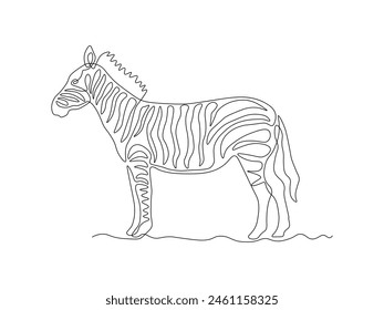 abstract zebra, logo,continuous single line art hand drawing sketch