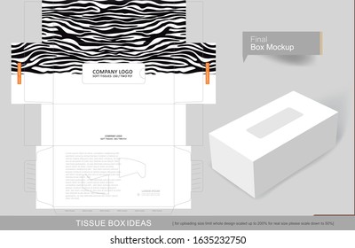 Abstract zebra pattern on half tissue box, template for creative business purpose, place your text and logos and ready to go for print