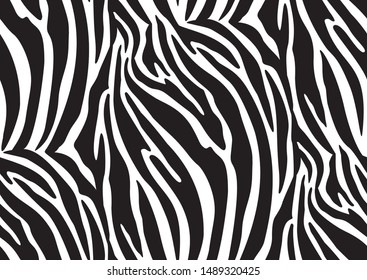 Abstract zebra seamless pattern. Optical illusion geometric pattern. Black and white animal skin pattern. Trendy stylish vector wallpaper.