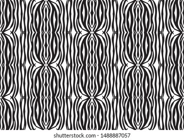 Abstract zebra seamless pattern. Ornamental geometric pattern. Black and white animal skin pattern. Trendy stylish vector wallpaper.