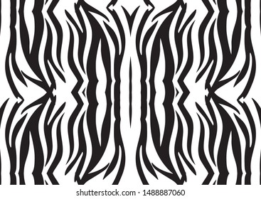 Abstract zebra seamless pattern. Ornamental geometric pattern. Black and white animal skin pattern. Trendy stylish vector wallpaper.