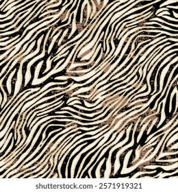 Abstract zebra skin texture wallpaper grunge vector seamless pattern for fabric shirt cloth pillow carpet wrapping 