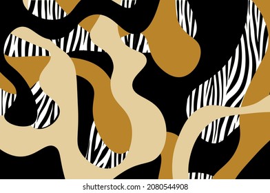 Abstract Zebra skin with Wave Pattern. Vector Illustration.