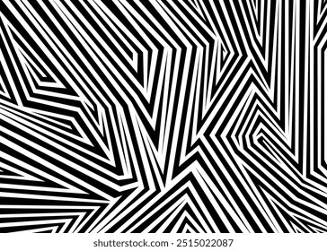 Abstract zebra striped pattern. Black and white vector pattern background