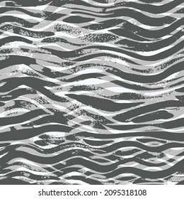 Abstract  Zebra Stripes Seamless Pattern with Ink Stains Brush Strokes Batik Background Sea surface coloured in blue, light waves.