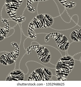 abstract zebra texture with white chains on a gray background