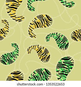 abstract zebra texture with white chains on a light green background