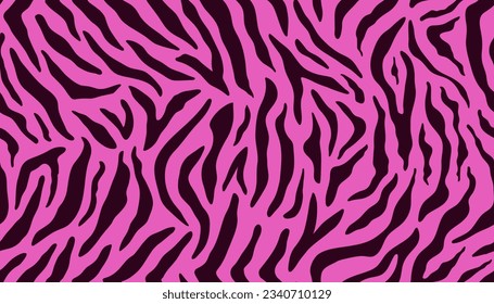 Abstract zebra or tiger seamless pattern in pink style. African background. Vector illustration for fabric design, cover, backdrop, textile. 