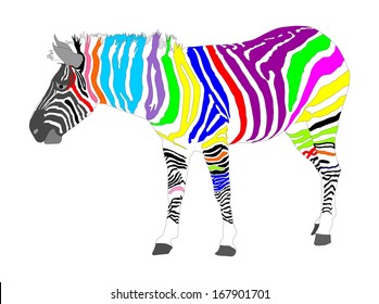 Abstract zebra vector in different color print isolated on white background. High detail.