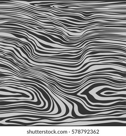 abstract zebra or wood striped texture, black and white monochrome seamless pattern. vector illustration