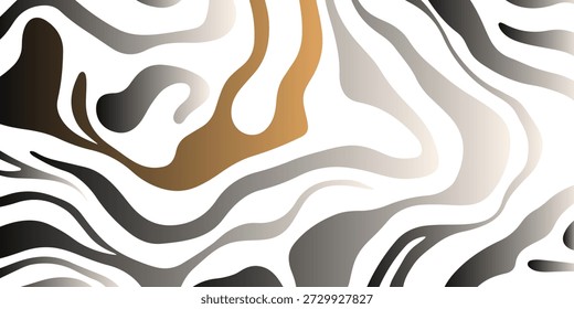 Padrões abstratos semelhantes a zebra em tons mornos de marrom e preto criam um fundo suave e fluido, adequado para projetos de marca, moda ou design de interiores elegantes. 