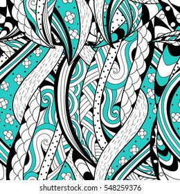 Abstract zen art doodle native seamless pattern.