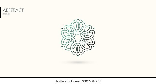abstract zen lotus flower infinity luxury logo for spa saloon beauty therapist salon yoga meditation. simple minimal  geometric line vector icon symbol logotype