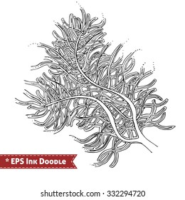 Abstract Zen Tangle hand drawn doodle vector illustration of whimsical floral fantasy shapes and elements with ink pen grunge texture. For graphic design, posters, banners, cards, print, web