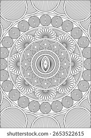 Abstrato Zen Tangle Mandala Colorir Página Vetor