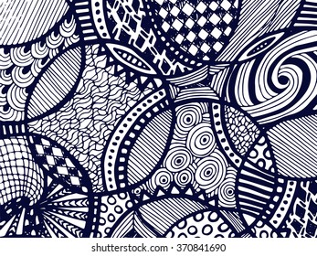 Abstract zentangle background. Tangled ornament on white. Vector can be used for creating backgrounds and surface textures, web desigh, textile and printed products.