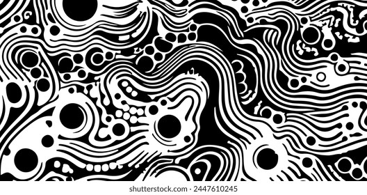 Abstract zentangle doodle background. Black and white vector illustration. 