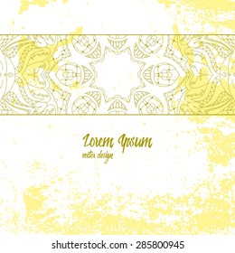 Abstract zentangle element on dirty grunge background. Good for card, greeting, invitation, flyer, poster, business card, presentation, marketing materials, notebook cover. Doodle vector illustration.