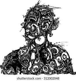 abstract  zentangle hand draw of imagination line art
