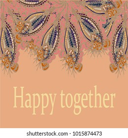 Abstract zentangle inspired art card design with doodle in bright colors.