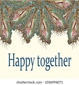 Abstract zentangle inspired art card design with doodle in bright colors.