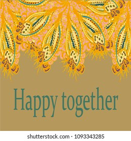 Abstract zentangle inspired art card design with doodle in bright colors.
