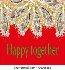 Abstract zentangle inspired art card design with doodle in bright colors.