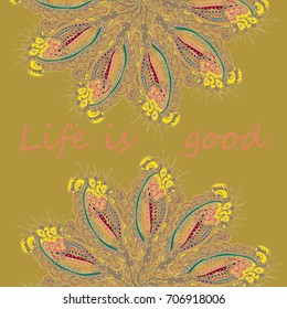 Abstract zentangle inspired art card design with doodle in bright colors.