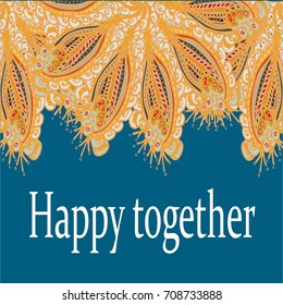 Abstract zentangle inspired art card design with doodle in bright colors.