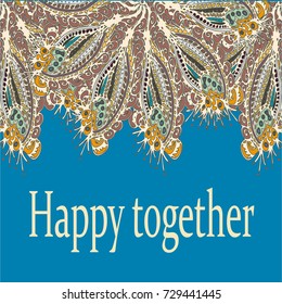 Abstract zentangle inspired art card design with doodle in bright colors.