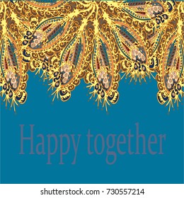 Abstract zentangle inspired art card design with doodle in bright colors.
