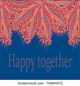 Abstract zentangle inspired art card design with doodle in bright colors.