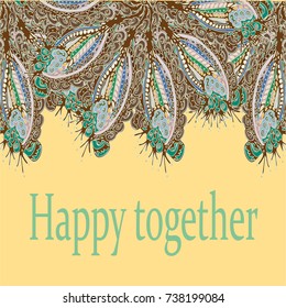 Abstract zentangle inspired art card design with doodle in bright colors.