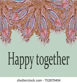 Abstract zentangle inspired art card design with doodle in bright colors.